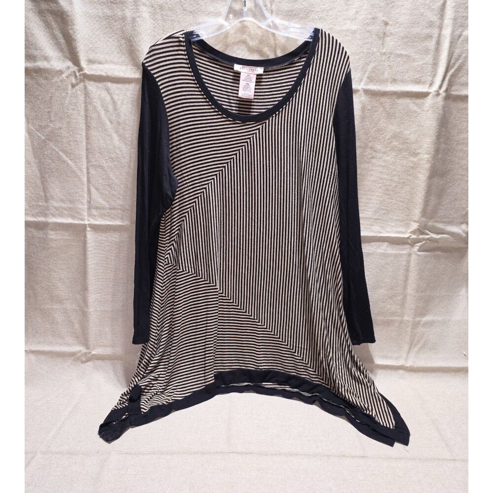 Philosophy Asymmetrical Striped Long Sleeve Sharkbite Tunic Top - Size XXL